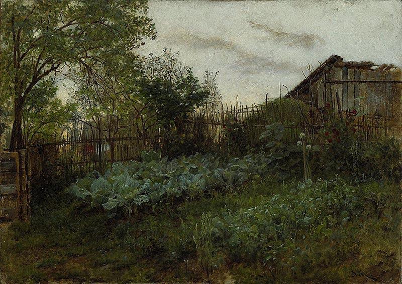 Adolph von Menzel The Back Garden Norge oil painting art